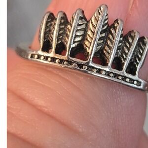 Headdress Feather Tribal Crown Silverplated Ring Sz 7